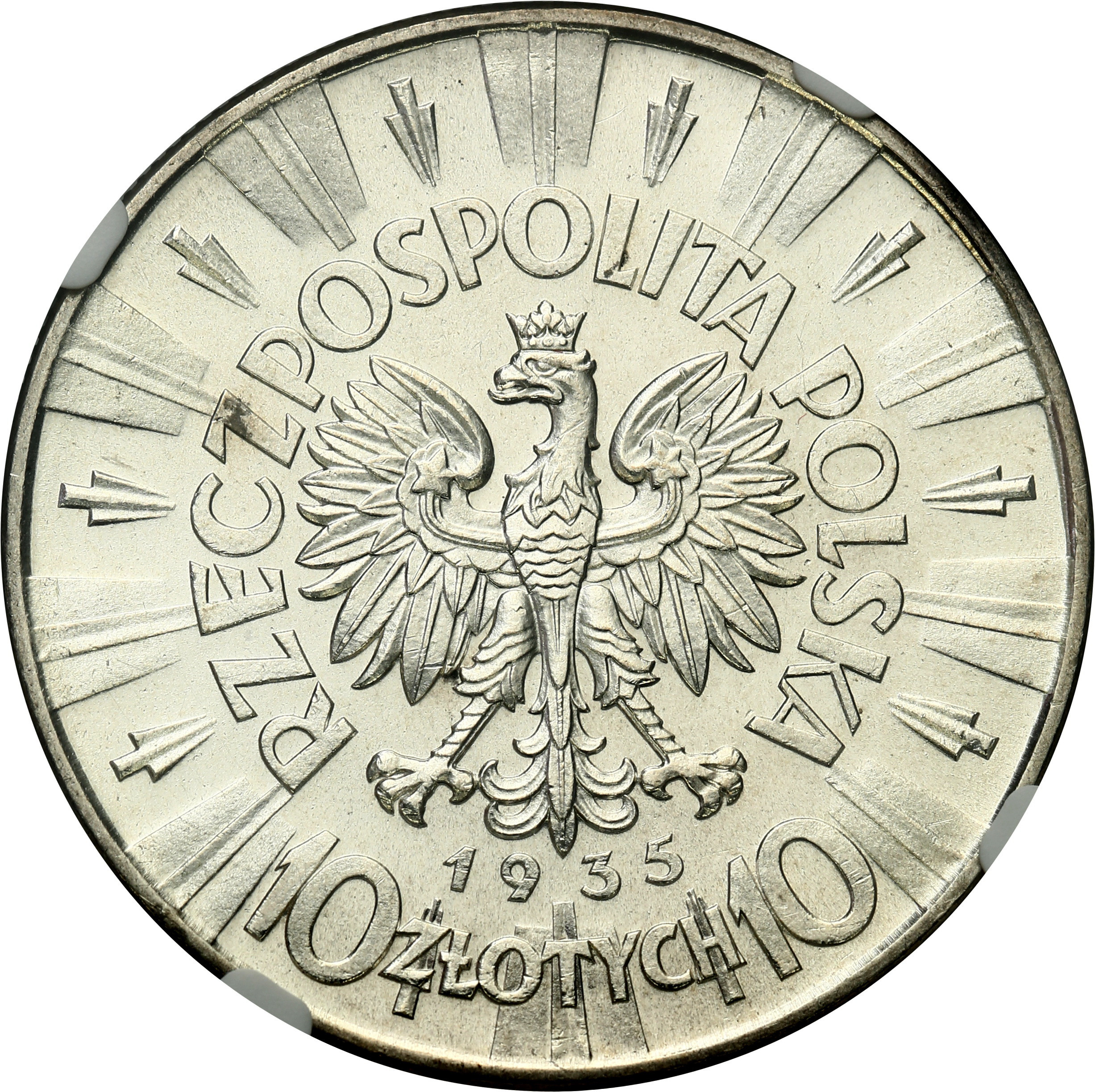 II RP. 10 złotych 1935 Piłsudski NGC MS65 (2 MAX)- WYŚMIENITE